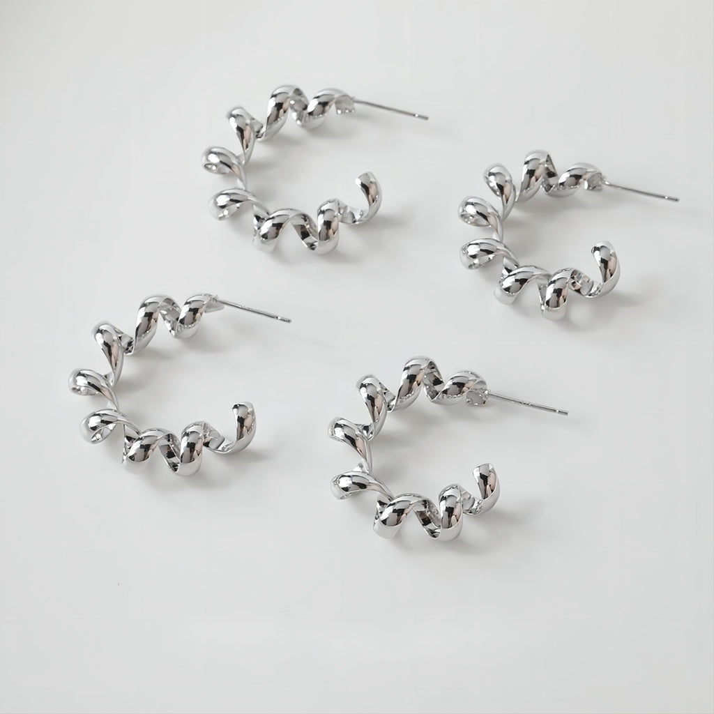 C Shape Twisted Earrings Post, 14K Gold, S925 Silver Ear Pin Nickel Free Earrings, Ear Stud Hypoallergenic Earring Findings GE062