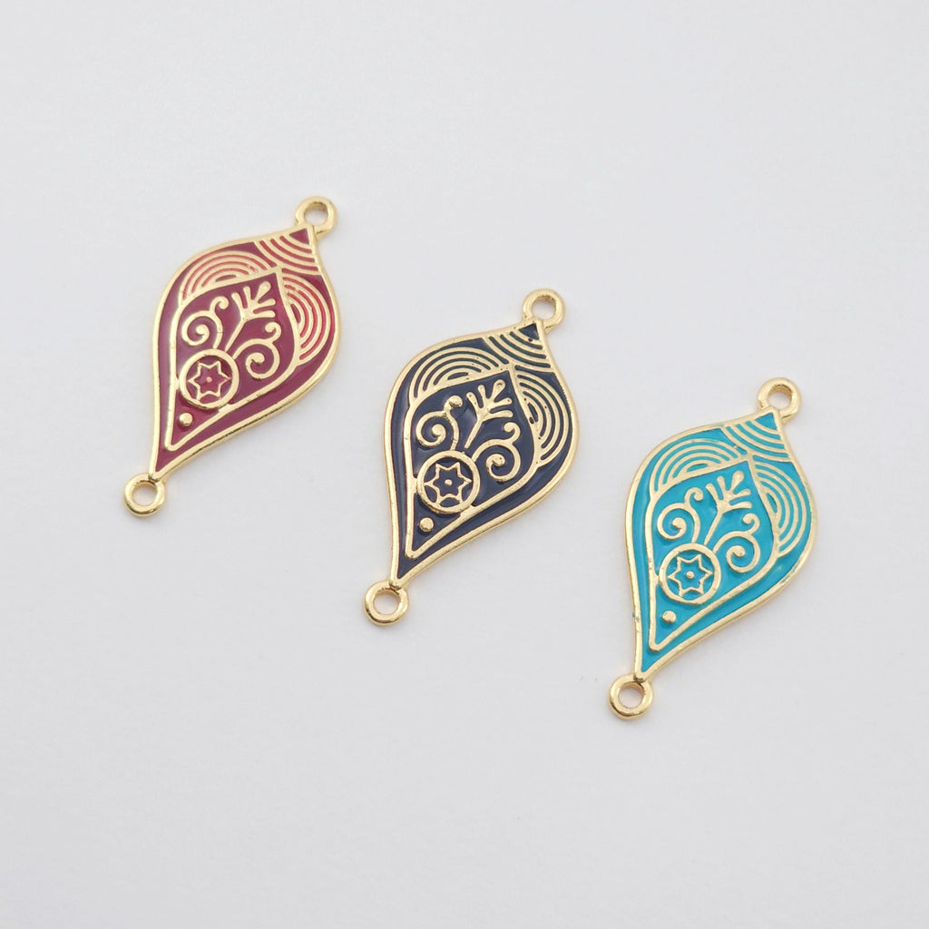 Enamel Boho Connector, 18K Gold Plated Flower Connector Charms For Bracelet Necklace Making, Jewelry Findings S1142