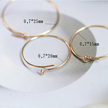 Load image into Gallery viewer, 14K Gold Filled Round Hoop Earring , 15mm 20mm 25mm 30mm 45mm, Nickel Free Circle Earring Hoops, DIY Earring Finding, B033