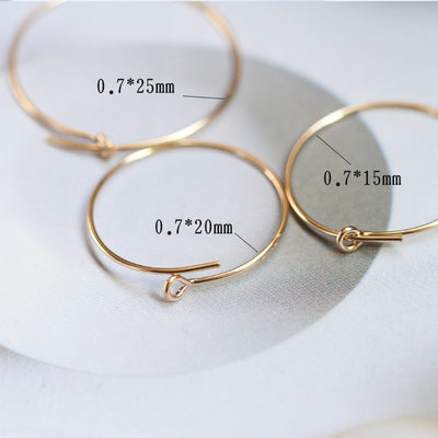 14K Gold Filled Round Hoop Earring , 15mm 20mm 25mm 30mm 45mm, Nickel Free Circle Earring Hoops, DIY Earring Finding, B033