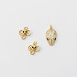 Snake Head Charm, Elephant Pendant, 18K Gold Plated Snake Pendant for Necklace Making, Micro CZ Pave Charm, Jewelry Finding