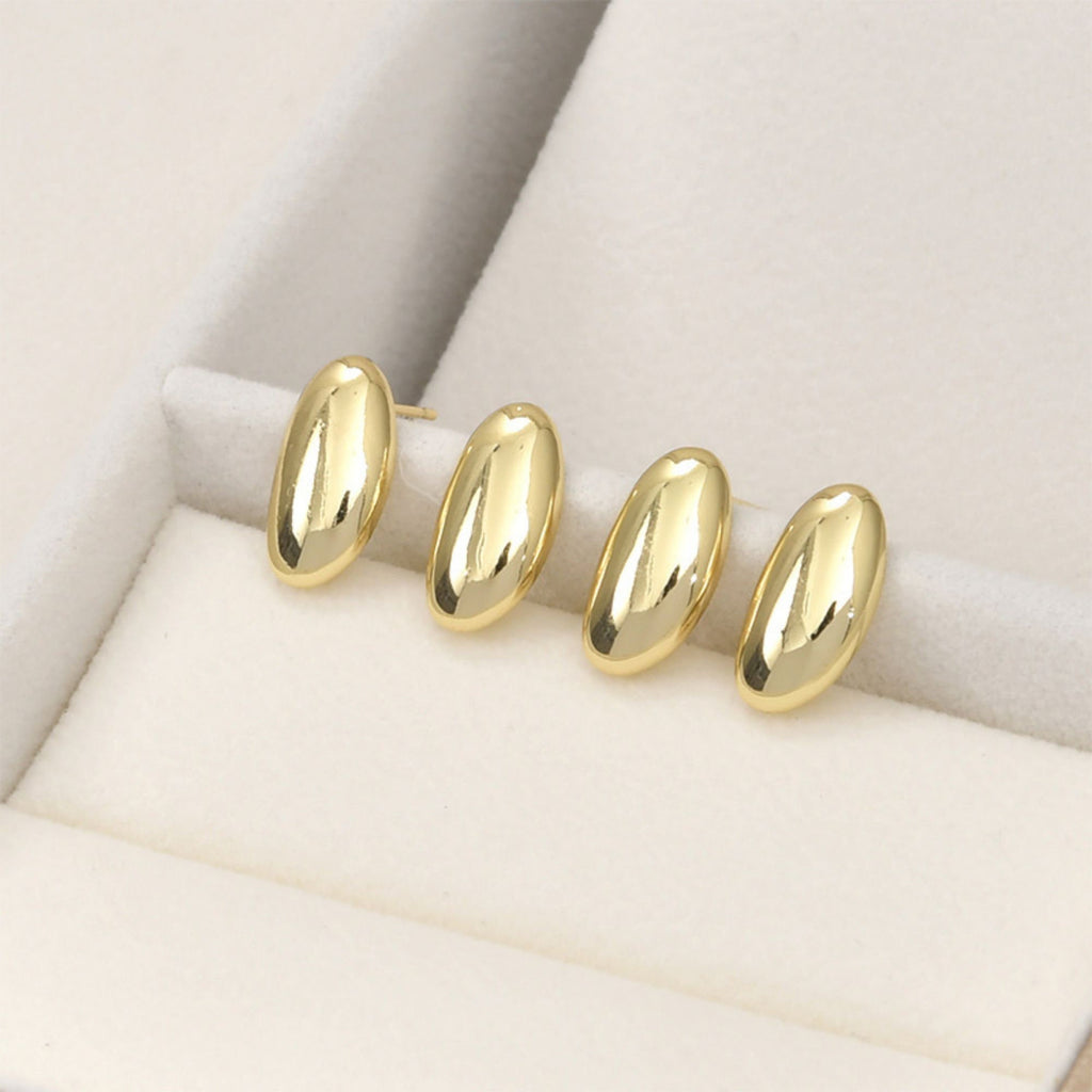 curved surface Round Ear Post With Loop,S925 Silver Ear Pin Nickel Free,Water drop oval Ear Stud,Hypoallergenic Earring Findings LL170-D0316