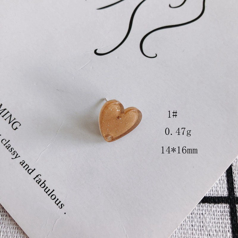 10PCS Heart Acrylic Earring Findings, 12 Colors You Choose, S925 Silver Ear Stick, Nickel Free, Earring Finding MY003
