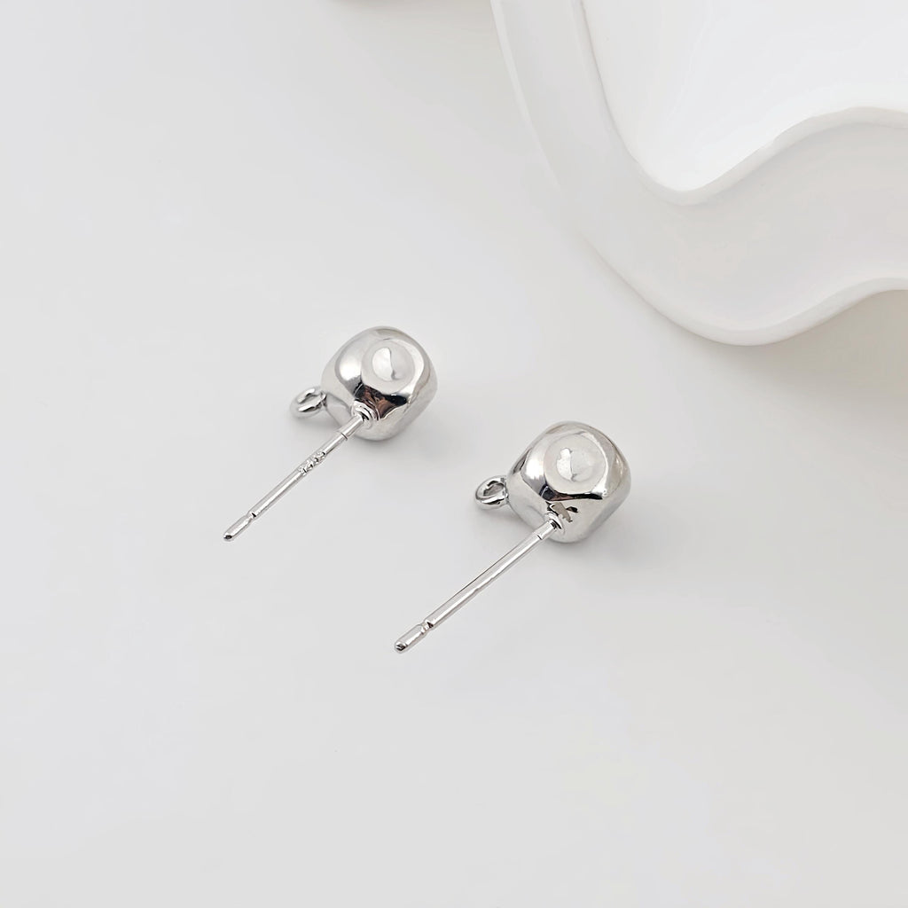 Stone Ear Post With Loop, S925 Silver Ear Pin Nickel Free Earrings, Gold/Silver Ear Stud, Hypoallergenic Earring Findings ZX267