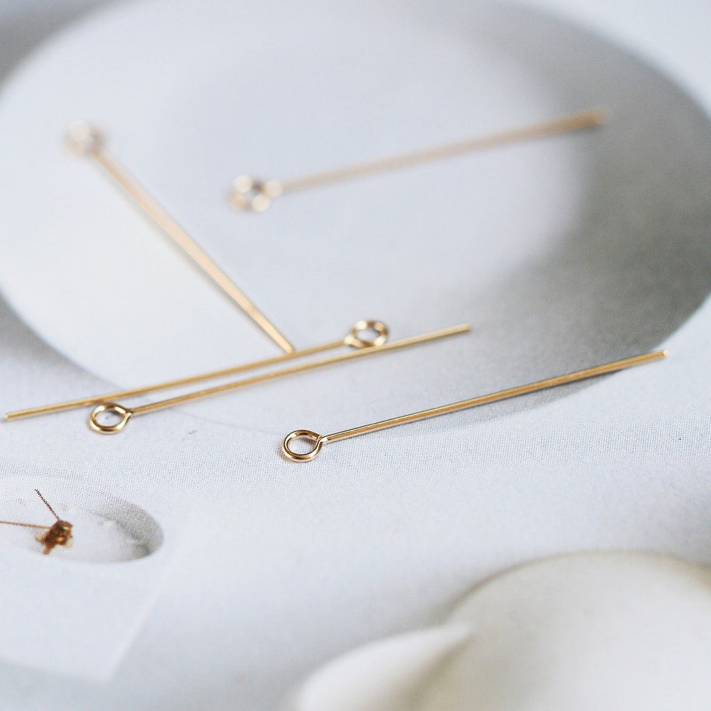 14K Gold Filled Eye Pins- 10PCS 23/2527 Gauge Eye Head Pins, O Pins, Gold Filled Jewelry Making Supply B032