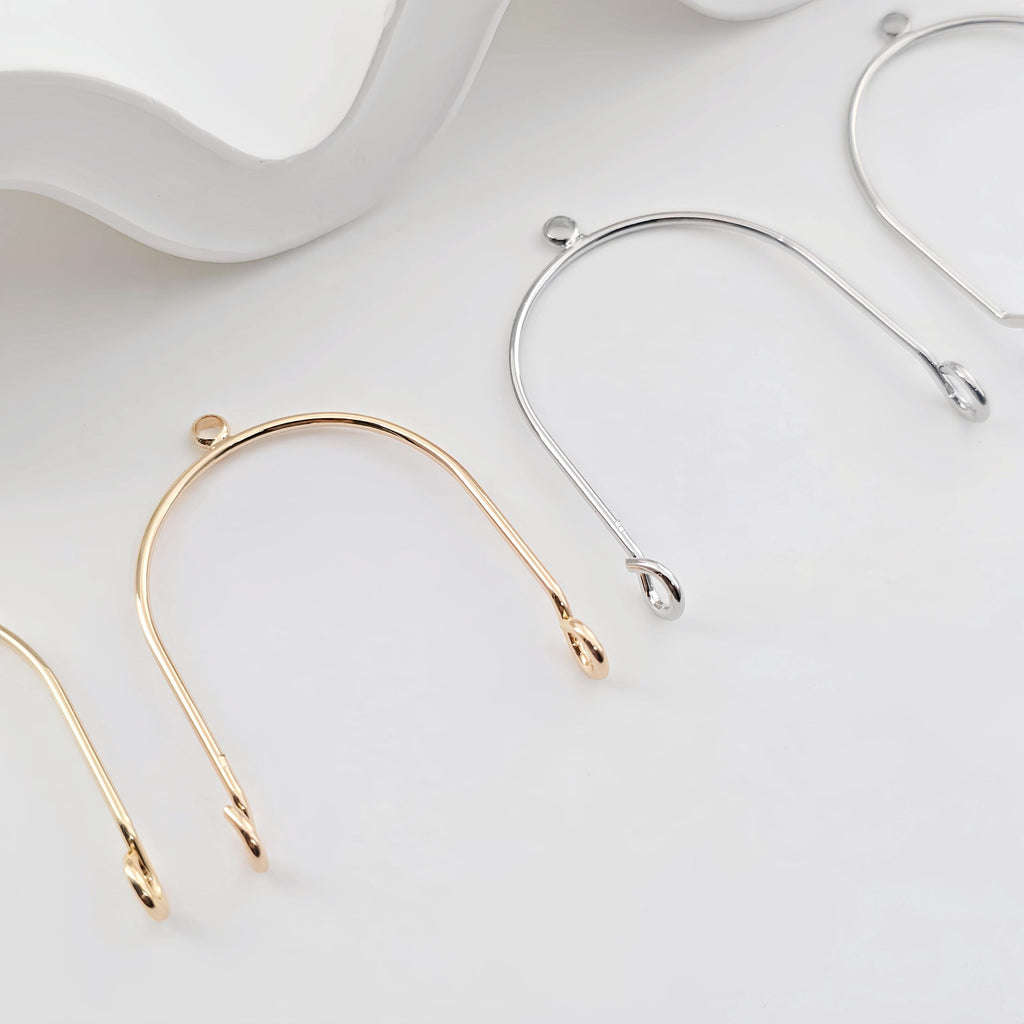 10pcs Gold Arched U-shape Connector with loops, 14K Gold Plated Earring Making Findings, 32.6*23.2mm Jewelry Findings ZX295