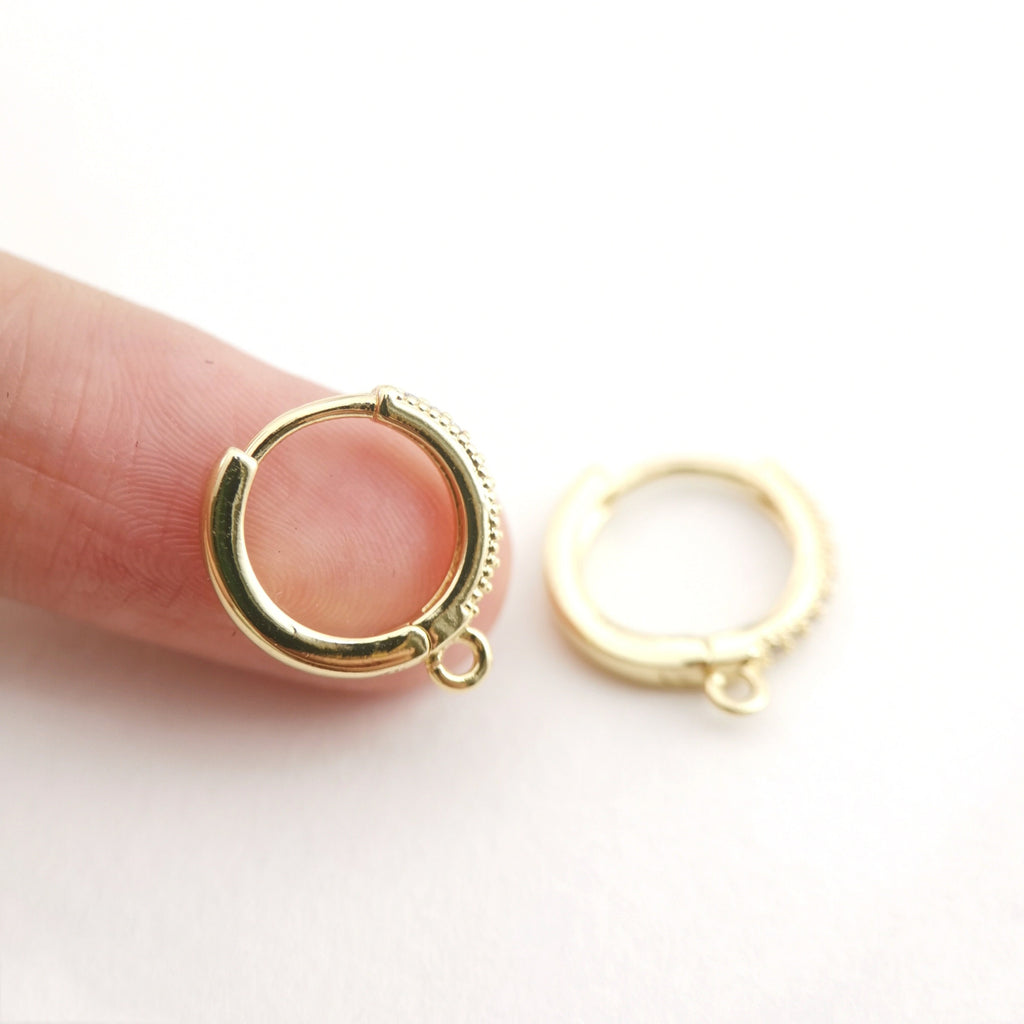 Cubic Zirconia Ear Hoops Multicolor Pave Crystal , 15.3*14mm, 18K Gold Plated Leverback Earrings, Huggie Hoops Earring D0155