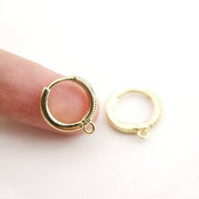 Load image into Gallery viewer, Cubic Zirconia Ear Hoops Multicolor Pave Crystal , 15.3*14mm, 18K Gold Plated Leverback Earrings, Huggie Hoops Earring D0155