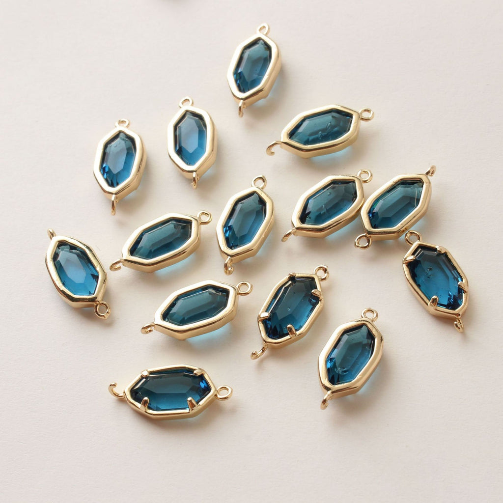 Danity Oval Connector with 2 loops, 14K Gold Plated, Crystal Connectors, 12x15mm Jewelry Findings ZZ025