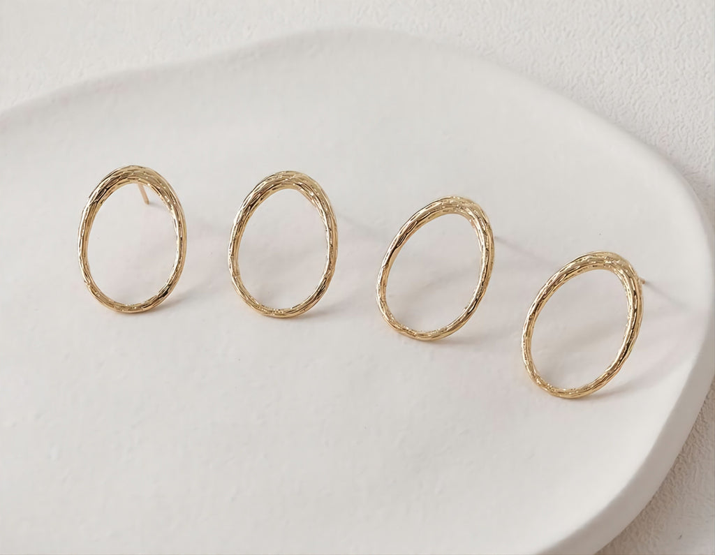 Oval shape Ear Post, S925 Silver Ear Pin Nickel Free, Gold/Silver Ear Stud, 17x23mm, Hypoallergenic Earring Findings G0020