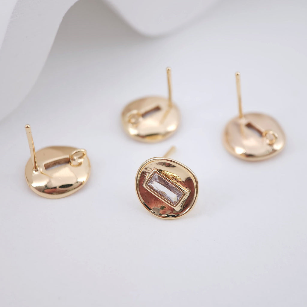 Postes redondos para pendientes con forma de ojo malvado, chapados en oro con circonita cúbica y aro, accesorios para pendientes hechos a mano, suministros para pendientes DIY ZX224