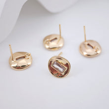 Cargar imagen en el visor de la galería, Postes redondos para pendientes con forma de ojo malvado, chapados en oro con circonita cúbica y aro, accesorios para pendientes hechos a mano, suministros para pendientes DIY ZX224