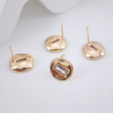 Postes redondos para pendientes con forma de ojo malvado, chapados en oro con circonita cúbica y aro, accesorios para pendientes hechos a mano, suministros para pendientes DIY ZX224