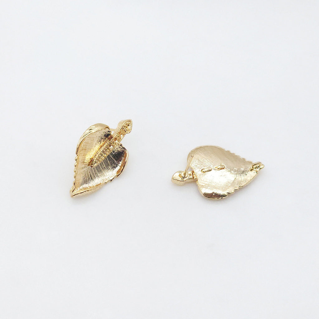 10pcs Gold Leaf  Earring Post With Loop, Nickel Free Earrings, Ear Stud Loop, Hypoallergenic Earring Findings ZX114