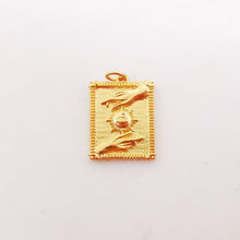 Load image into Gallery viewer, Gold Evil Eye Card Charms, Micro CZ Pave Moon and Star Pendant, Amulet Charm 18K Gold Plated, Necklace Making Charms, Jewelry Findings S1011