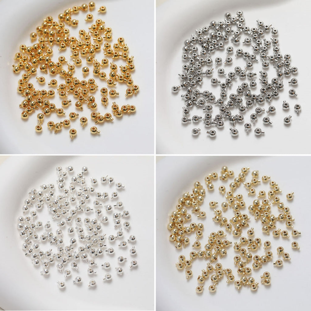 20pcs 18K Gold Plated Crimp End Beads, Bead Ends 3.3mm, hole 1mm, Jewellery Making Findings GZ366