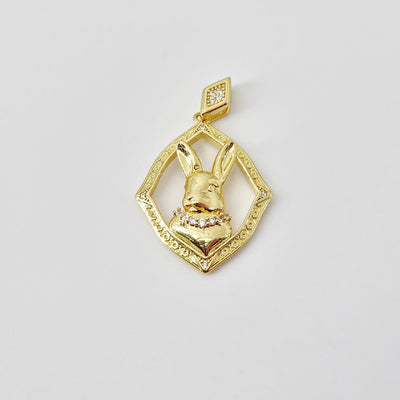 Bunny Charm, 18K Gold Plated Rabbit Pendant, Animal Charm, 13*11mm, Necklace Jewelry Finding S20708