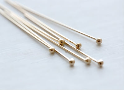 14K Gold Filled Ball Pins- [10PCS] 23/25/27/31 Gauge Ball Head Pins, Gold Filled Jewelry Making Supply BL015