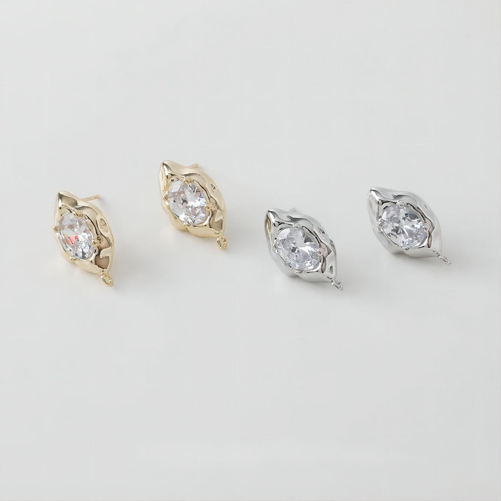 قرط أذن غير منتظم من الزركونيا، ذهب/فضة عيار 14 قيراط، قرط فضة S925 خالٍ من النيكل، على شكل عين مع حلقة GE015