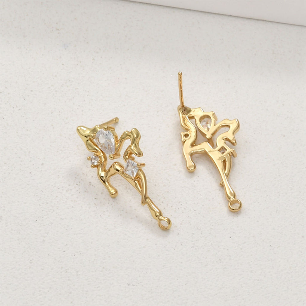 قرط فراشة غير منتظم مع حلقة، ذهب/فضة عيار 14 قيراط، دبوس فضة S925 خالٍ من النيكل، قرط مضاد للحساسية LL208