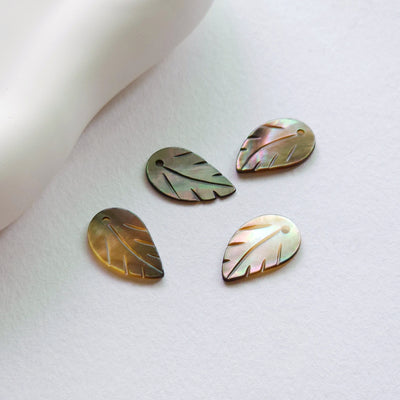 Leaf Shape Black Mother-of-Pearl, MOP Shell Pendant, Black Nacre, Shell Charm, Mother of Pearl Jewelry Making Findings RY005