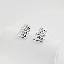 Load image into Gallery viewer, Pleated Trapezoidal Geometric Post Earring With Loop, S925 Silver Ear Pin Nickel Free, Ear Stud, Hypoallergenic Earring Findings ZX273