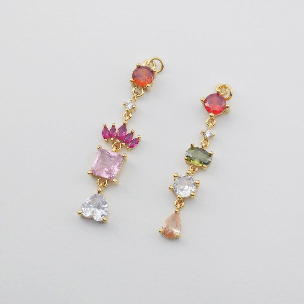 Elongated Cubic Tennis Charm, Link CZ Pendant, 18K Gold Plated Pendant, Earring Making Charm, Jewelry Findings S1163