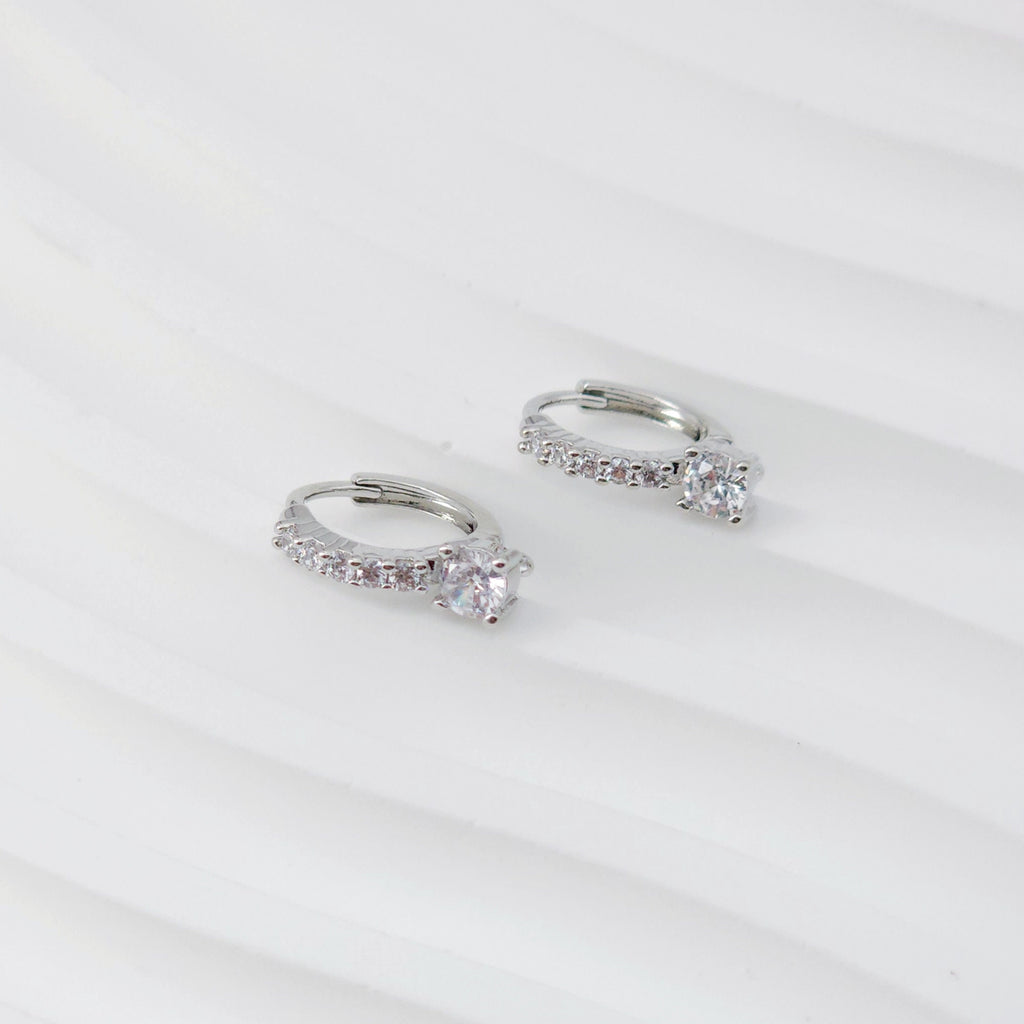 CZ Pave Earring Hoop, Gold Plated Versatile Huggie Hoop Earring with Loop, Huggie Hoop DIY Earring  Findings,Handmade Earring Supplies D0096