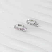 Load image into Gallery viewer, CZ Pave Earring Hoop, Gold Plated Versatile Huggie Hoop Earring with Loop, Huggie Hoop DIY Earring  Findings,Handmade Earring Supplies D0096