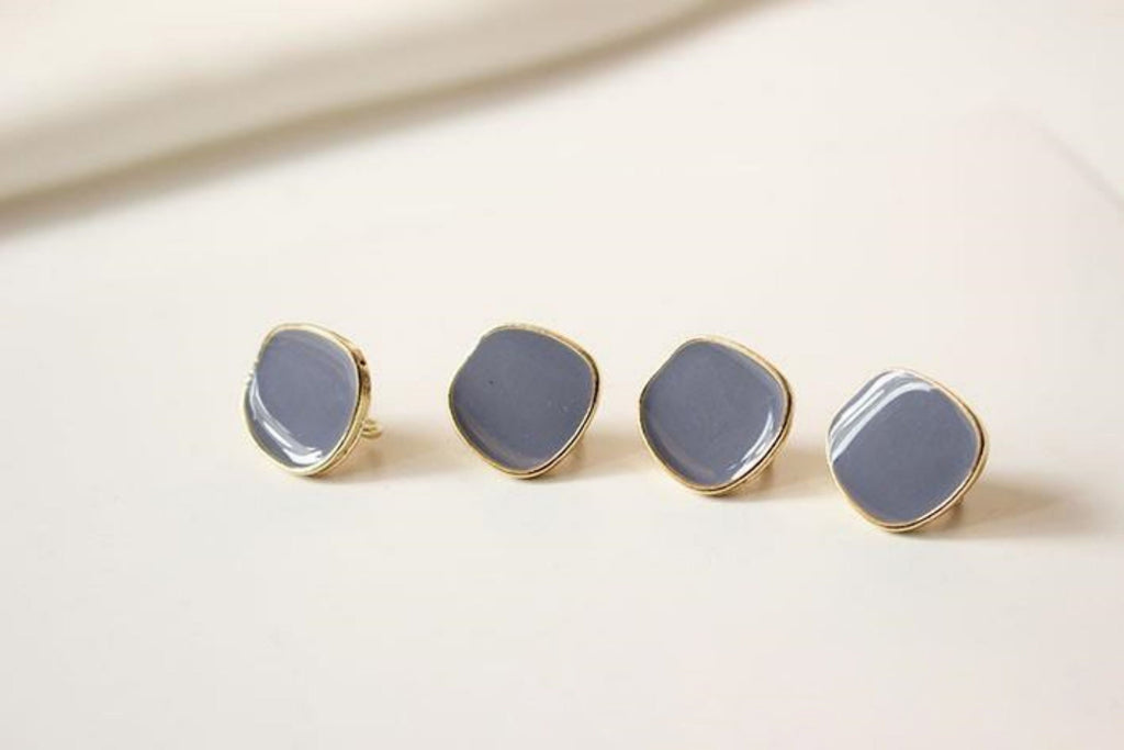 Poste cuadrado de esmalte, broche de plata S925, pendientes de oro de 14 quilates sin níquel, 15 mm, forma irregular con aro BB082