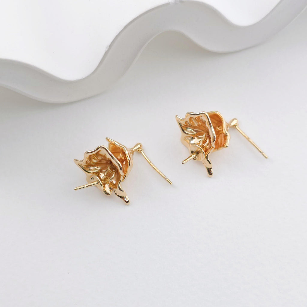 Vertical Flowers Earring Post with Peg Bail, Nickel Free, Flower Ear Stud Loop, Hypoallergenic Earring Finding ZX315