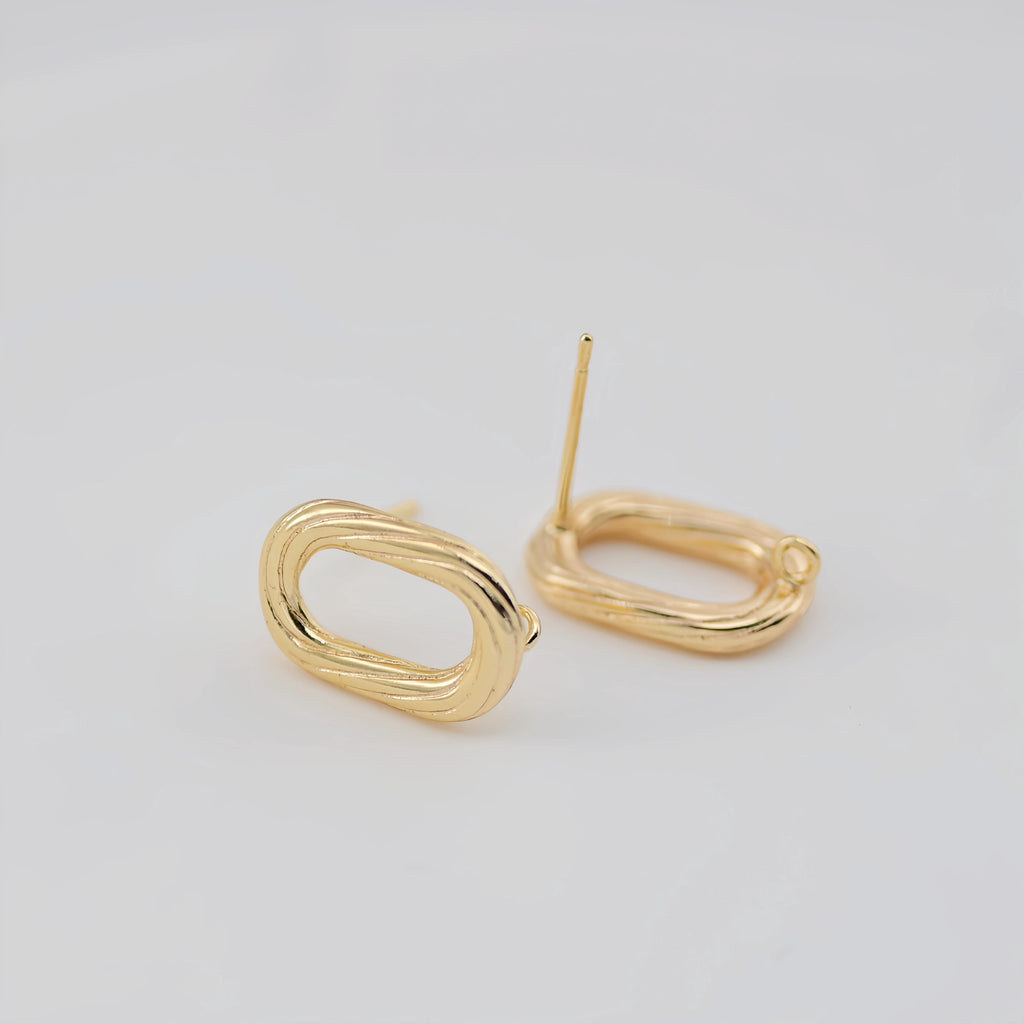 Poste para aretes ovalado cepillado sencillo, pasador para aretes de plata S925, pendiente de botón de oro/plata de 14 quilates con aros, accesorios para aretes sin níquel LL174-ZX7038