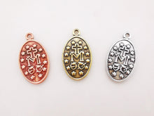 Load image into Gallery viewer, Saint Maria Charms, Religious Charms, 12x20mm, 18K Real Gold Plated Our Lady Pendants, Vintage Necklace Making Charms S712