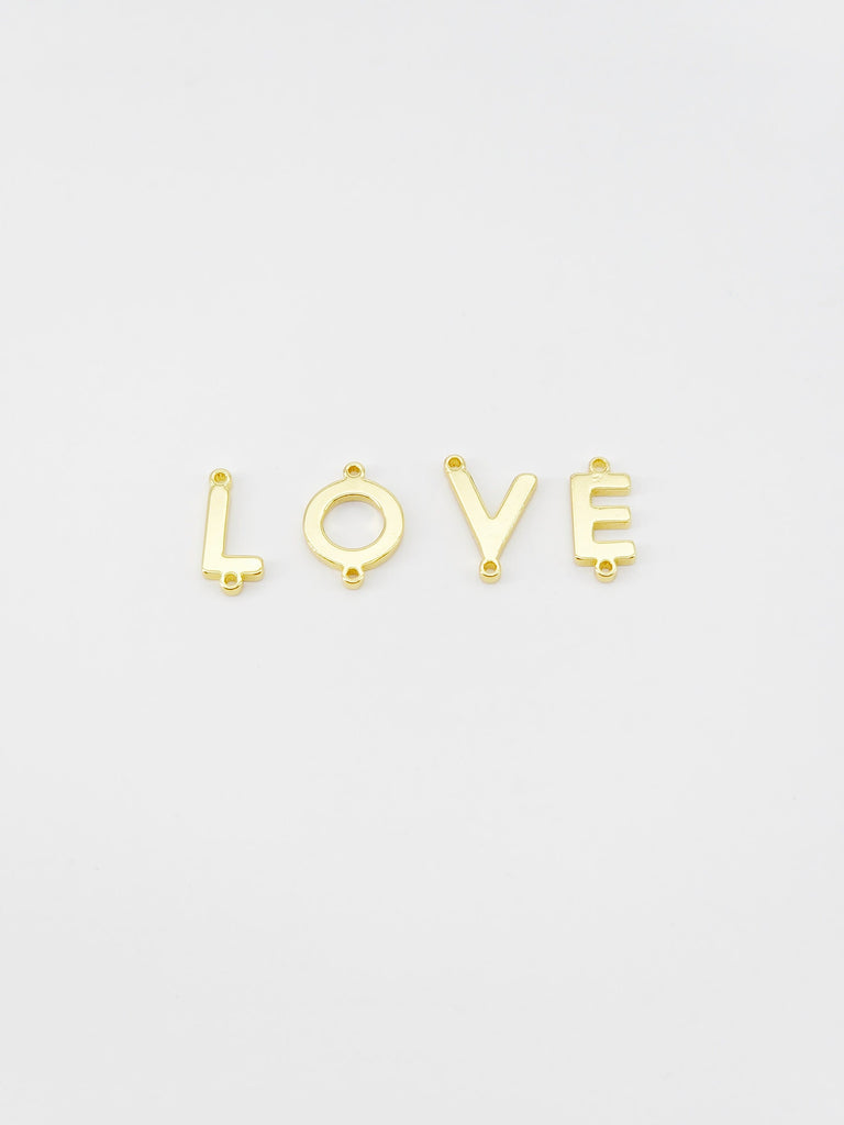 Cuentas con letras del alfabeto en oro brillante de 18 quilates, cuentas con iniciales, dijes de letras, huecos de doble cara, cuentas con iniciales para collar y pulsera S20682