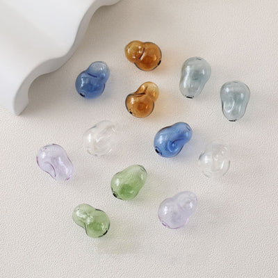 Glass Bubble Beads, Pear Concave Glass Beads, Colorful Hand Blown Hollow Round Globes for Jewelry Making, DIY Beads Finding GZ559