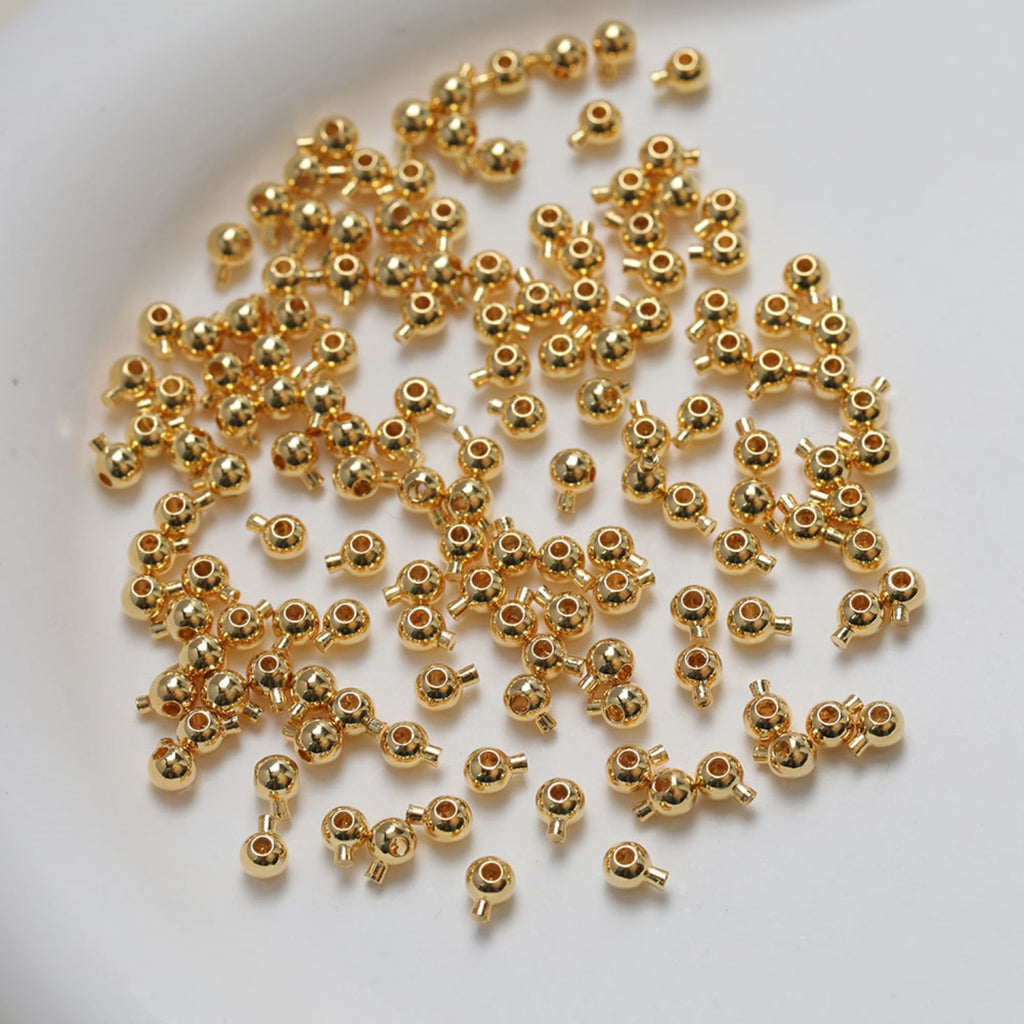 20pcs 18K Gold Plated Crimp End Beads, Bead Ends 3.3mm, hole 1mm, Jewellery Making Findings GZ366