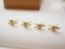 Load image into Gallery viewer, 14K Gold Gesture Earring Post With Loop, Rock &#39;n&#39; Roll, Yeah, S925 Silver Ear Pin Nickel Free, Hypoallergenic Earring Findings BB083