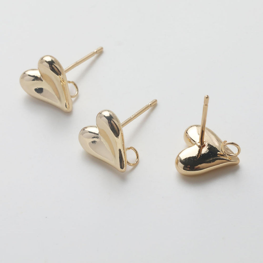 قرط ذهبي على شكل قلب، أقراط من الذهب عيار 14 قيراطًا خالية من النيكل، دبابيس أذن من الفضة الاسترلينية S925، قرط أذن على شكل قلب مع حلقة GZ759