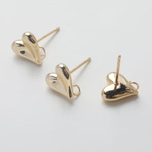 تحميل الصورة إلى عارض المعرض، قرط ذهبي على شكل قلب، أقراط من الذهب عيار 14 قيراطًا خالية من النيكل، دبابيس أذن من الفضة الاسترلينية S925، قرط أذن على شكل قلب مع حلقة GZ759