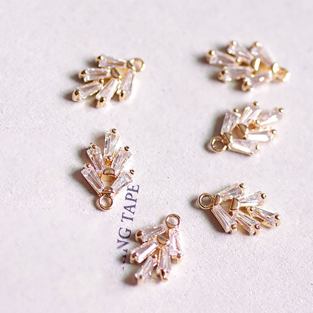 5pcs CZ Pave Leaves Charm, Cbuic Zircon Crystal Leaf Pendant, Bracelet Necklace Pendant, Gold Plated Charm,Jewelry Findings L003-F280