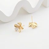Flower Post Earring, 18K Gold Plated Brass Stud Earring With Loop, CZ Pave, 14.3mm, S925 Silver Ear Pin, Nickel Free, Earring Finding ZX286