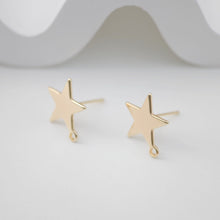 Load image into Gallery viewer, 10pcs Gold Star Earring Post With Loop, Nickel Free Earrings, Ear Stud Loop, Hypoallergenic Earring Findings ZX175