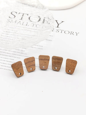 4PCS Wood Earrings,  Trapezium Wooden Earrings for women, Reclaimed Walnut Wood, Nickel Free, Geometric Statement Earrings Finding JT943