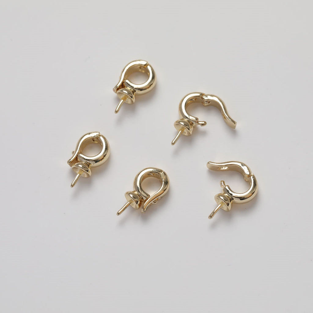 6pcs- 14K Gold Plated Pendant Top with Peg Bail, CZ Pave Pendant Snap on Bails, Clasp Link Connector, 12mm Jewelry Making GZ328