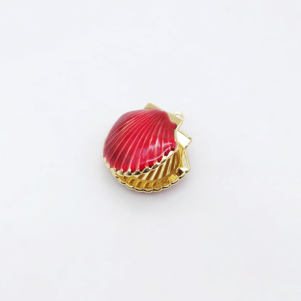 Enamel SeaShell Locket Charms, 18K Gold Plated, Shell Pendant, Beach Charm, Necklace Making Charms, Jewelry Findings S20514
