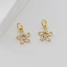 Load image into Gallery viewer, Tiny Star Charms, 8.5mm, Crystal Cubic Star Pendant, Star Connector, 18K Gold Plated, Necklace charms, Jewelry Findings S20647