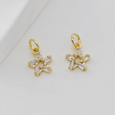 Tiny Star Charms, 8.5mm, Crystal Cubic Star Pendant, Star Connector, 18K Gold Plated, Necklace charms, Jewelry Findings S20647