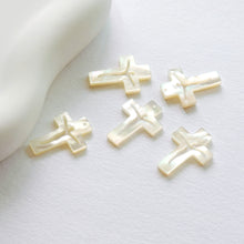 Load image into Gallery viewer, Cross White Mother-of-Pearl, MOP Shell Pendant, Cutout White Nacre, Shell Charm, Mother of Pearl Jewelry Making Findings RY002