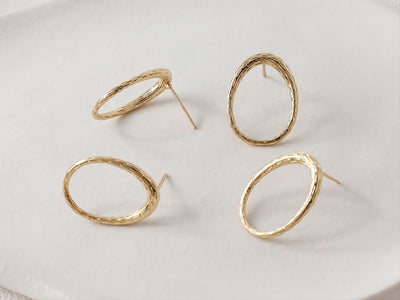 Oval shape Ear Post, S925 Silver Ear Pin Nickel Free, Gold/Silver Ear Stud, 17x23mm, Hypoallergenic Earring Findings G0020