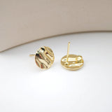 18K Gold Round Textured Post With Loop, Round Stud Earring Nickel Free, 11mm, Hypoallergenic Earring Findings D0196